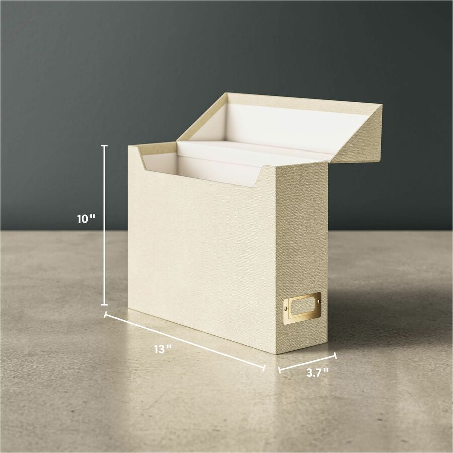 Smead Letter Recycled Box File - 8 1/2" x 11" - Linen, Paper, Metal, Stock - Beige - Space Saving, Textured, Labeling Area, Acid-free - 50% Recycled - 1 Each