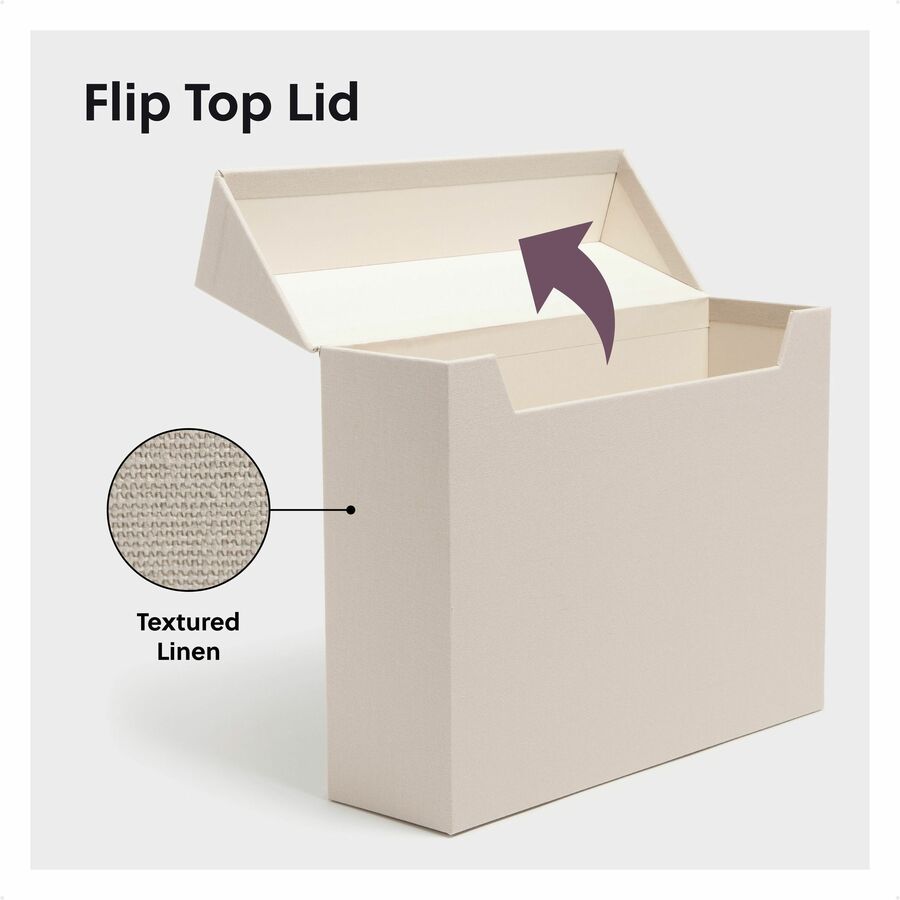 Smead Letter Recycled Box File - 8 1/2" x 11" - Linen, Paper, Metal, Stock - Beige - Space Saving, Textured, Labeling Area, Acid-free - 50% Recycled - 1 Each