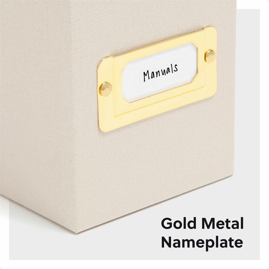 Smead Letter Recycled Box File - 8 1/2" x 11" - Linen, Paper, Metal, Stock - Beige - Space Saving, Textured, Labeling Area, Acid-free - 50% Recycled - 1 Each