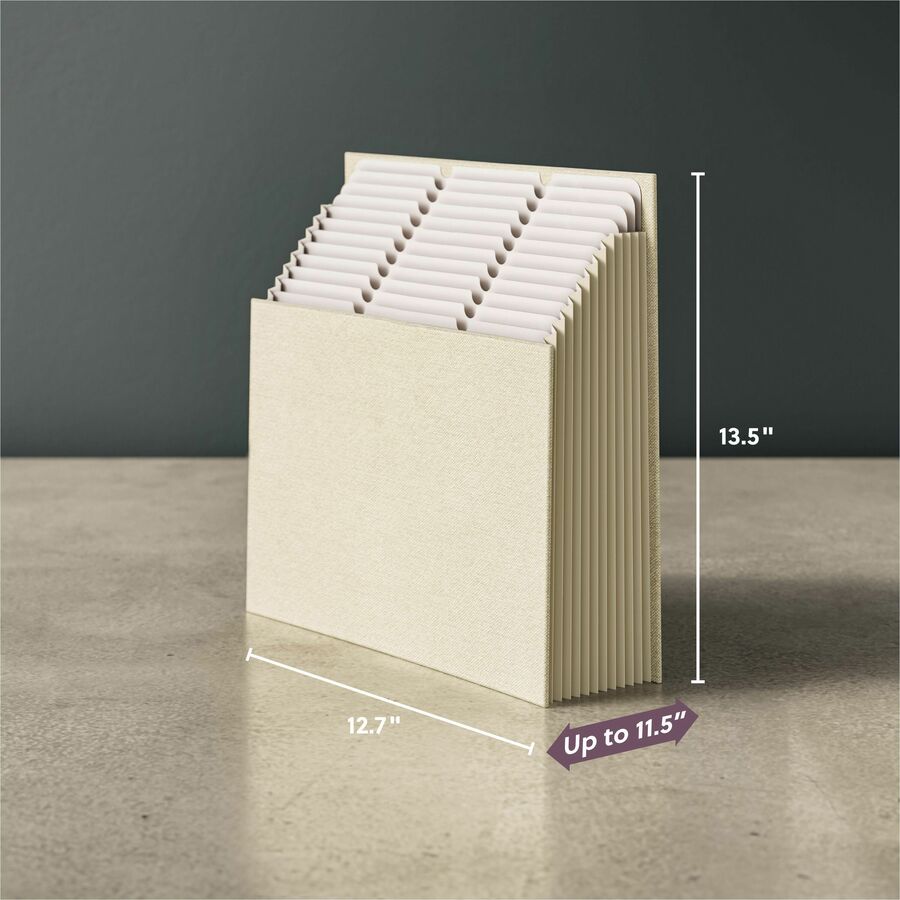 Smead Stadium 12-Pocket 1/3 Tab Cut Letter Size Recycled Expanding File, 8.5" x 11", 900 Sheet Capacity, 10.5" Expansion, 11 Dividers, Beige, 40% Recycled, 1 Each
