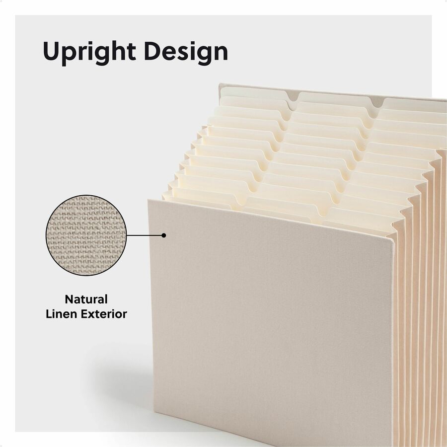 Smead Stadium 12-Pocket 1/3 Tab Cut Letter Size Recycled Expanding File, 8.5" x 11", 900 Sheet Capacity, 10.5" Expansion, 11 Dividers, Beige, 40% Recycled, 1 Each