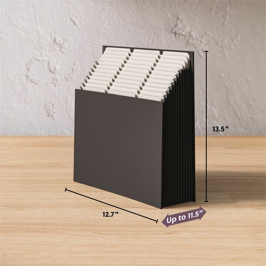 Smead Stadium 12-Pocket 1/3 Tab Cut Letter Size Expanding File, 8.5" x 11", 900 Sheet Capacity, 10.5" Expansion, 11 Dividers, Charcoal, Durable, Heavyweight, Tear Resistant, Acid-Free, 40% Recycled, 1 Each