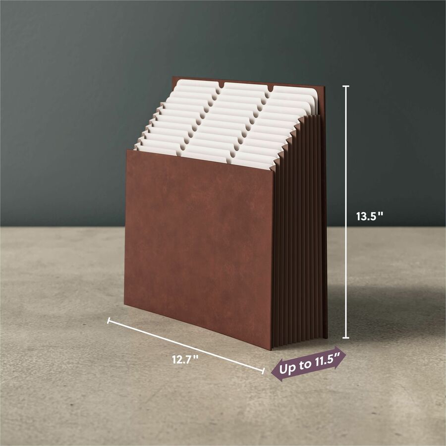 Smead Stadium 12-Pocket 1/3 Tab Cut Letter Expanding File, 8.5" x 11", 900 Sheet Capacity, 10.5" Expansion, Assorted Tab Positions, 11 Dividers, Saddle, 40% Recycled, 1 Each
