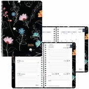 Rediform Essential Weekly/Monthly Planner, 12-Month, January–December 2026, Twin Wire, Dramatic Floral, Soft Cover, Ruled, 1 Each