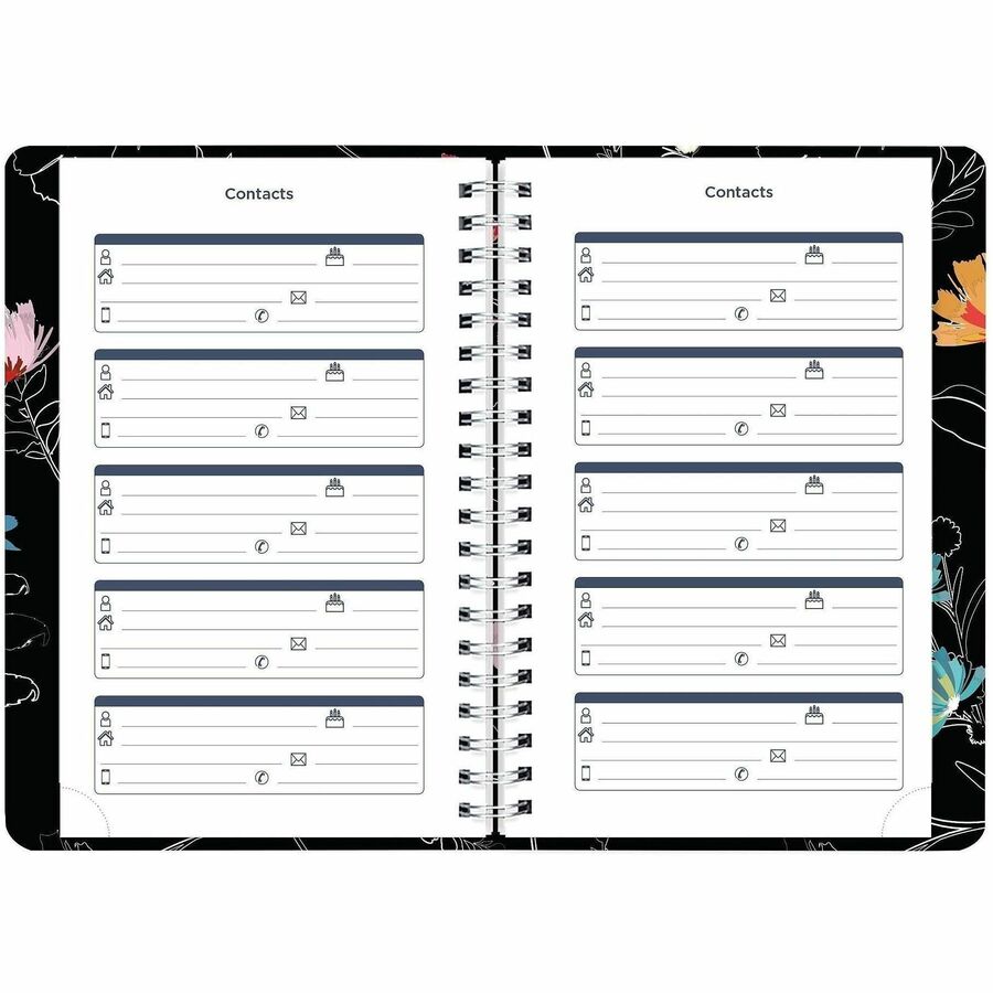 Rediform Essential Weekly/Monthly Planner, 12-Month, January–December 2026, Twin Wire, Dramatic Floral, Soft Cover, Ruled, 1 Each
