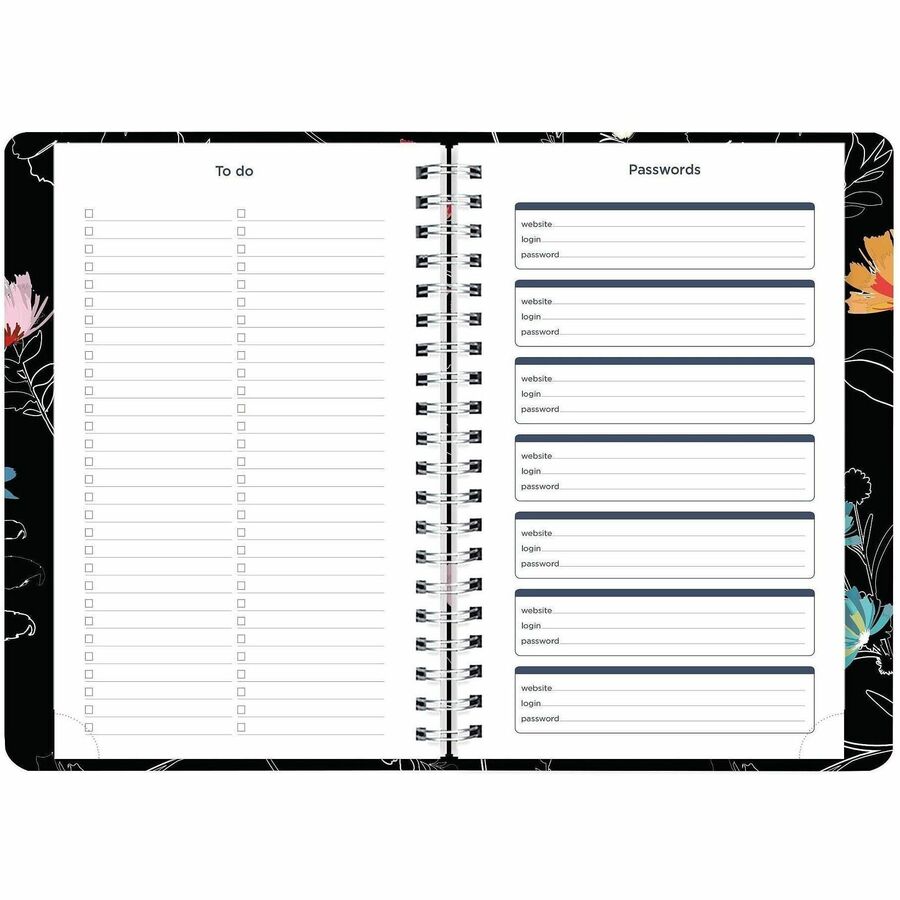 Rediform Essential Weekly/Monthly Planner, 12-Month, January–December 2026, Twin Wire, Dramatic Floral, Soft Cover, Ruled, 1 Each