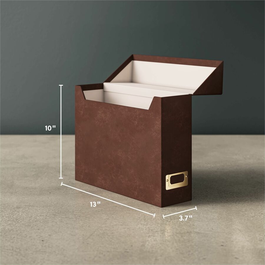 Smead Letter Recycled Box File - 8 1/2" x 11" - Paper, Metal, Faux Leather, Polyurethane, Vegan Leather, Polyvinyl Chloride (PVC) - Saddle - Space Saving, Textured, Labeling Area, Acid-free - 50% Recycled - 1 Each
