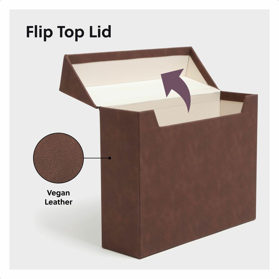 Smead Letter Recycled Box File - 8 1/2" x 11" - Paper, Metal, Faux Leather, Polyurethane, Vegan Leather, Polyvinyl Chloride (PVC) - Saddle - Space Saving, Textured, Labeling Area, Acid-free - 50% Recycled - 1 Each