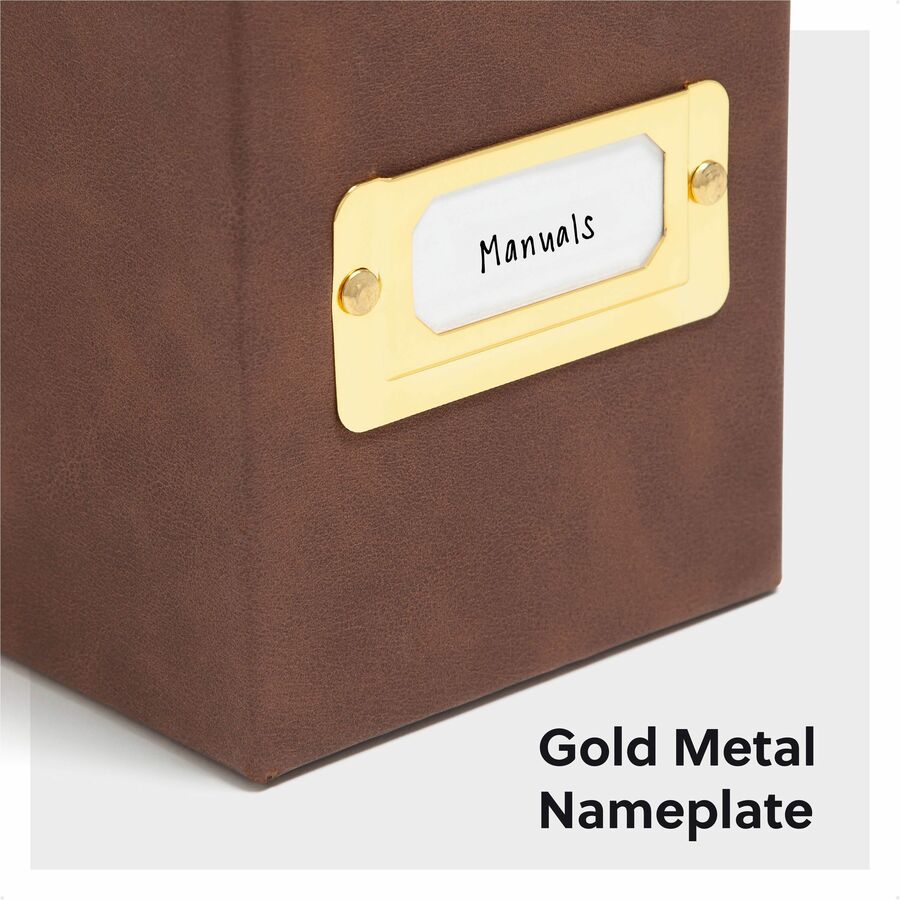 Smead Letter Recycled Box File - 8 1/2" x 11" - Paper, Metal, Faux Leather, Polyurethane, Vegan Leather, Polyvinyl Chloride (PVC) - Saddle - Space Saving, Textured, Labeling Area, Acid-free - 50% Recycled - 1 Each