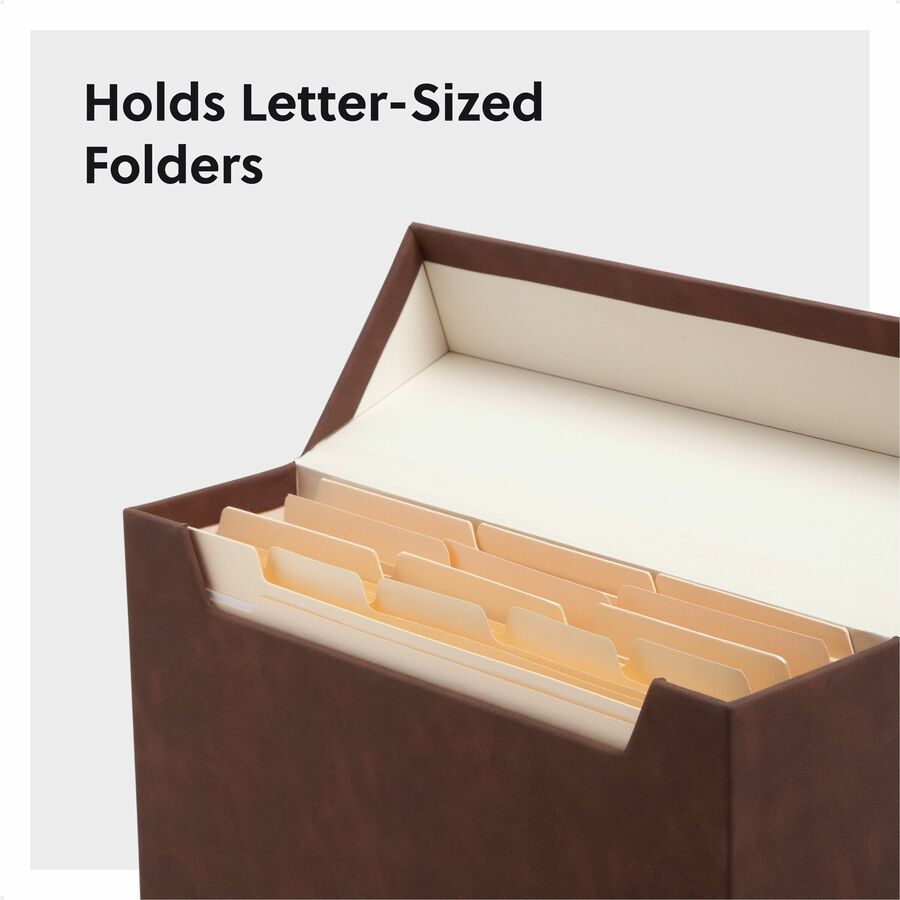 Smead Letter Recycled Box File - 8 1/2" x 11" - Paper, Metal, Faux Leather, Polyurethane, Vegan Leather, Polyvinyl Chloride (PVC) - Saddle - Space Saving, Textured, Labeling Area, Acid-free - 50% Recycled - 1 Each