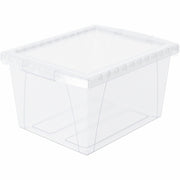 External Dimensions: 13.6" Width x 11.3" Depth x 7.8" Height - 4 gal - Lid Closure - Stackable - Plastic - Clear - For Document, Office Supplies, Stationary, Letter, Paper, File - 1 Each