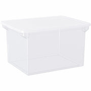 Storex Plastic File Tote Storage Box - External Dimensions: 14" Width x 18.3" Depth x 10.5" Height - 35 lb - 9.25 gal - Snap-on, Lid Closure - Plastic - Clear - For File, Letter, Folder - 1 Pack
