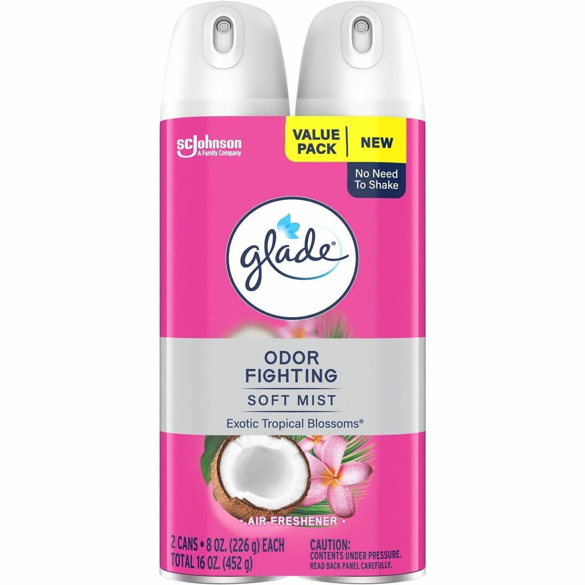 Glade Soft Mist Air Freshener Spray - Aerosol - 8 fl oz (0.3 quart) - Exotic Tropical Blossoms - Paraben-free, Odor Neutralizer, Phthalate-free, Long Lasting - 2 / Pack