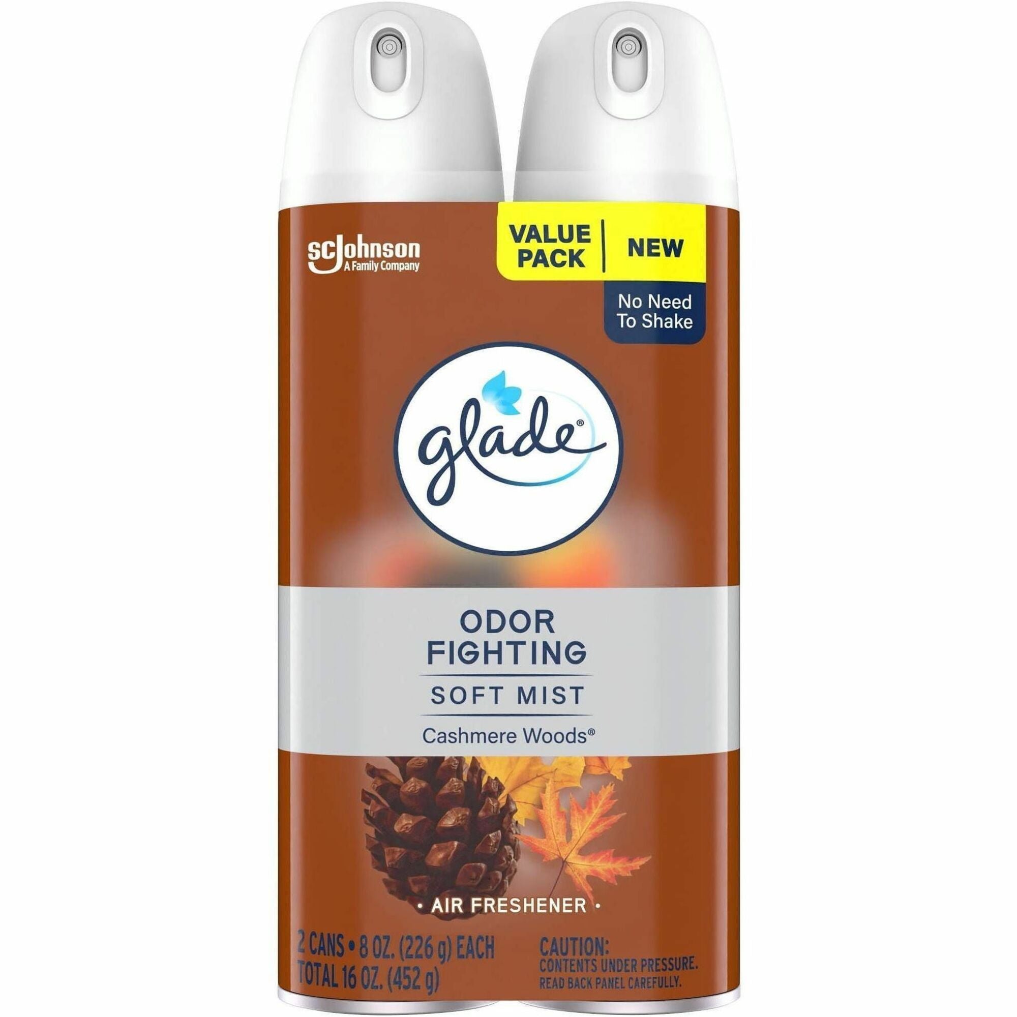 Glade Soft Mist Air Freshener Spray - Aerosol - 8.3 fl oz (0.3 quart) - Cashmere Woods - Paraben-free, Odor Neutralizer, Phthalate-free, Long Lasting - 2 / Pack