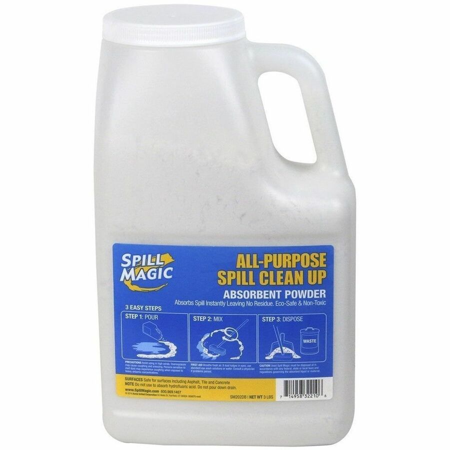 For Multipurpose - Powder - 51.36 oz (3.21 lb) - Recommended For: Spill Remover, Liquid Remover - Absorbent, Easy to Use, Non-toxic, Refillable, Lightweight, Residue-free, Spill Resistant - White Bottle - 1 Each