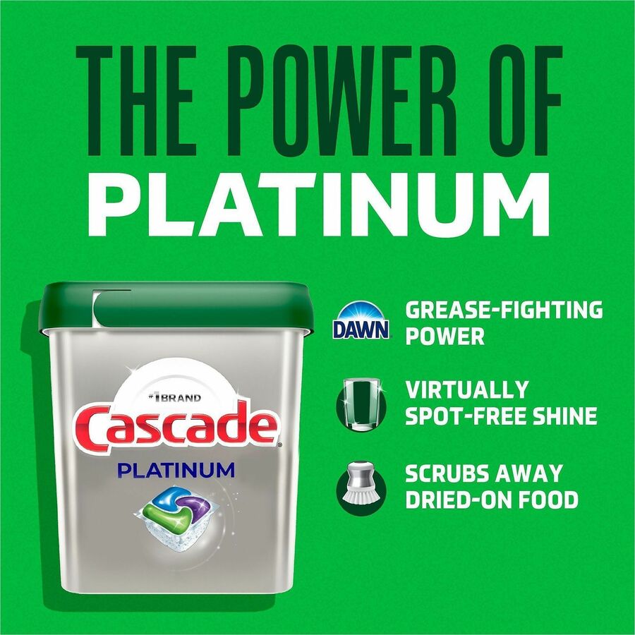 Cascade Platinum ActionPacs - For Glassware, Dish, Dishwasher - Pod - Recommended For: Residue Remover, Dried-on Food Remover - Enzyme Activated - Silver - 26 - 1 Each