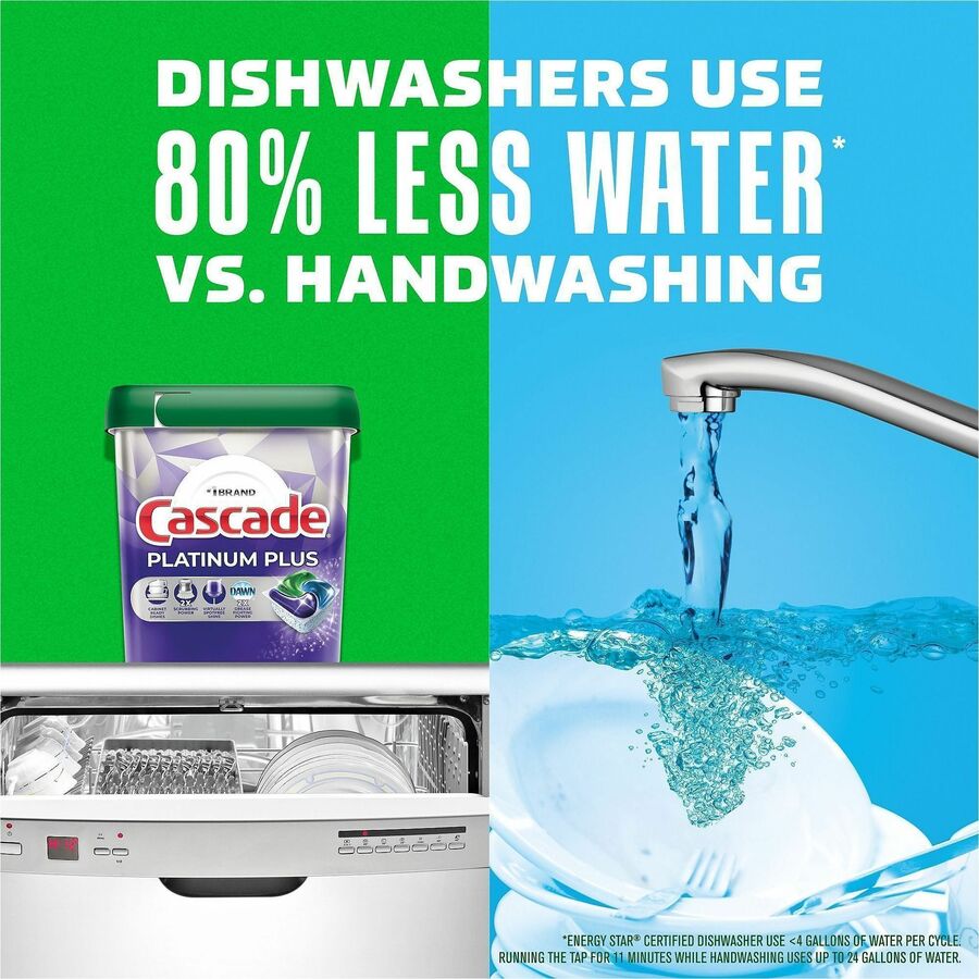 Cascade Platinum ActionPacs - For Glassware, Dish, Dishwasher - Pod - Recommended For: Residue Remover, Dried-on Food Remover - Enzyme Activated - Silver - 26 - 1 Each