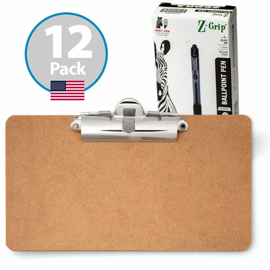 Officemate 83159 Receipt Clipboard, Side Clip, w/Pens, Side, 12pk