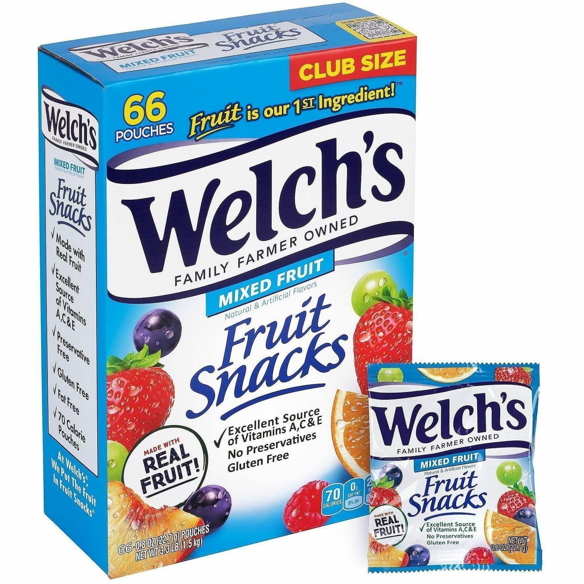 Gluten-free, Individually Wrapped - Mixed Fruit - 0.90 oz - 66 / Carton - TAA Compliant