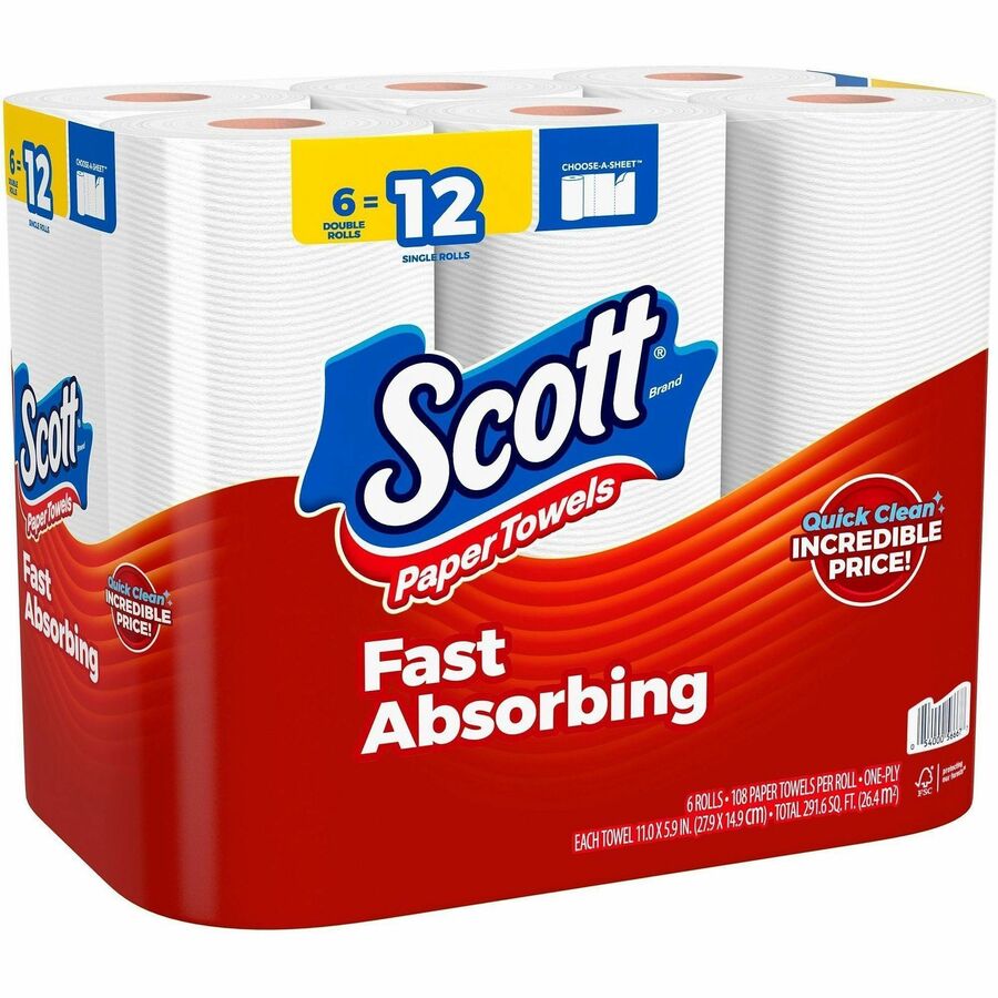 Scott Choose-A-Sheet Paper Towels - White - Fiber Paper - 6 / Pack