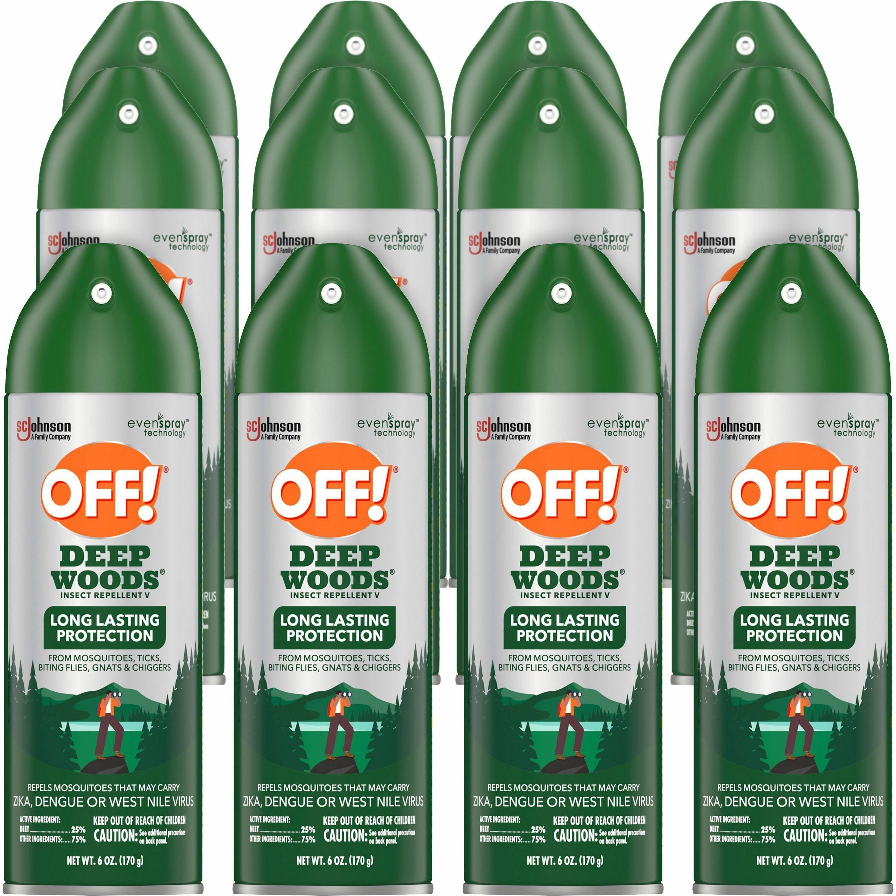 Spray - Kills Bugs, Mosquitoes, Ticks, Black Flies, Sand Flies, Chiggers, Fleas, Gnats - 6 fl oz - Green - 12 / Carton