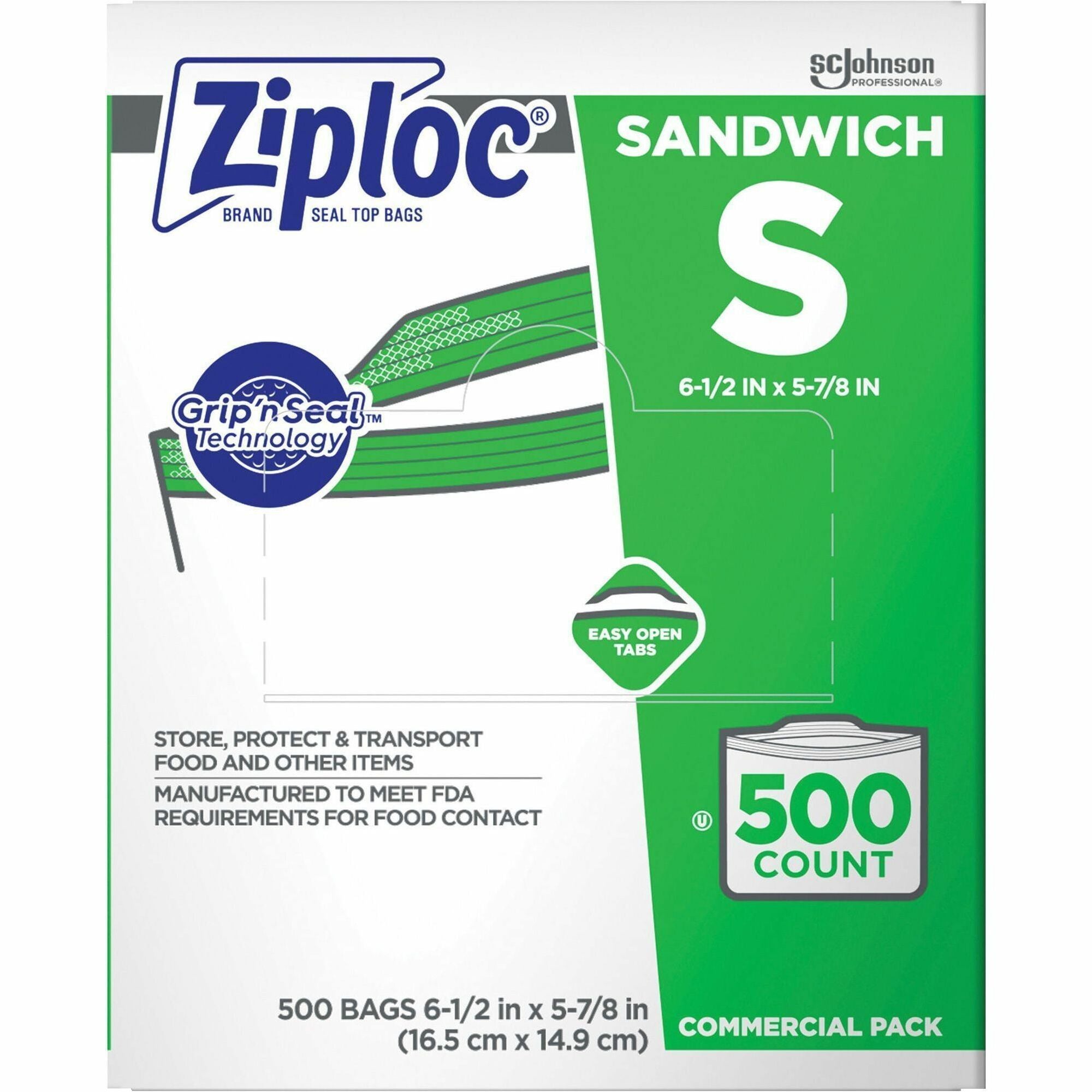 Ziploc&reg; Sandwich Bags - 6.50" Length x 5.87" Width x 1.20 mil (30 Micron) Thickness - Clear - School, Park, Sandwich, Snack, Office, Commercial, Healthcare, Industrial, Food, Hospital - 500 / Carton