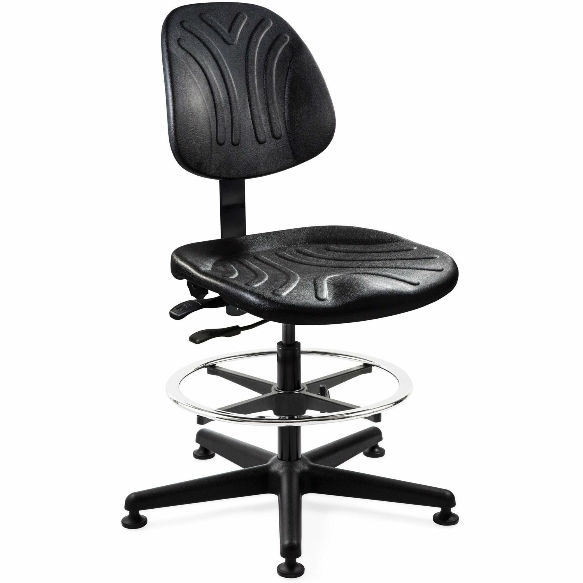 BEVCO Dura Series Heavy-Duty Chair - Polyurethane Seat Material - Black Back Color - High Back - 5-star Base - Black - 1 Each