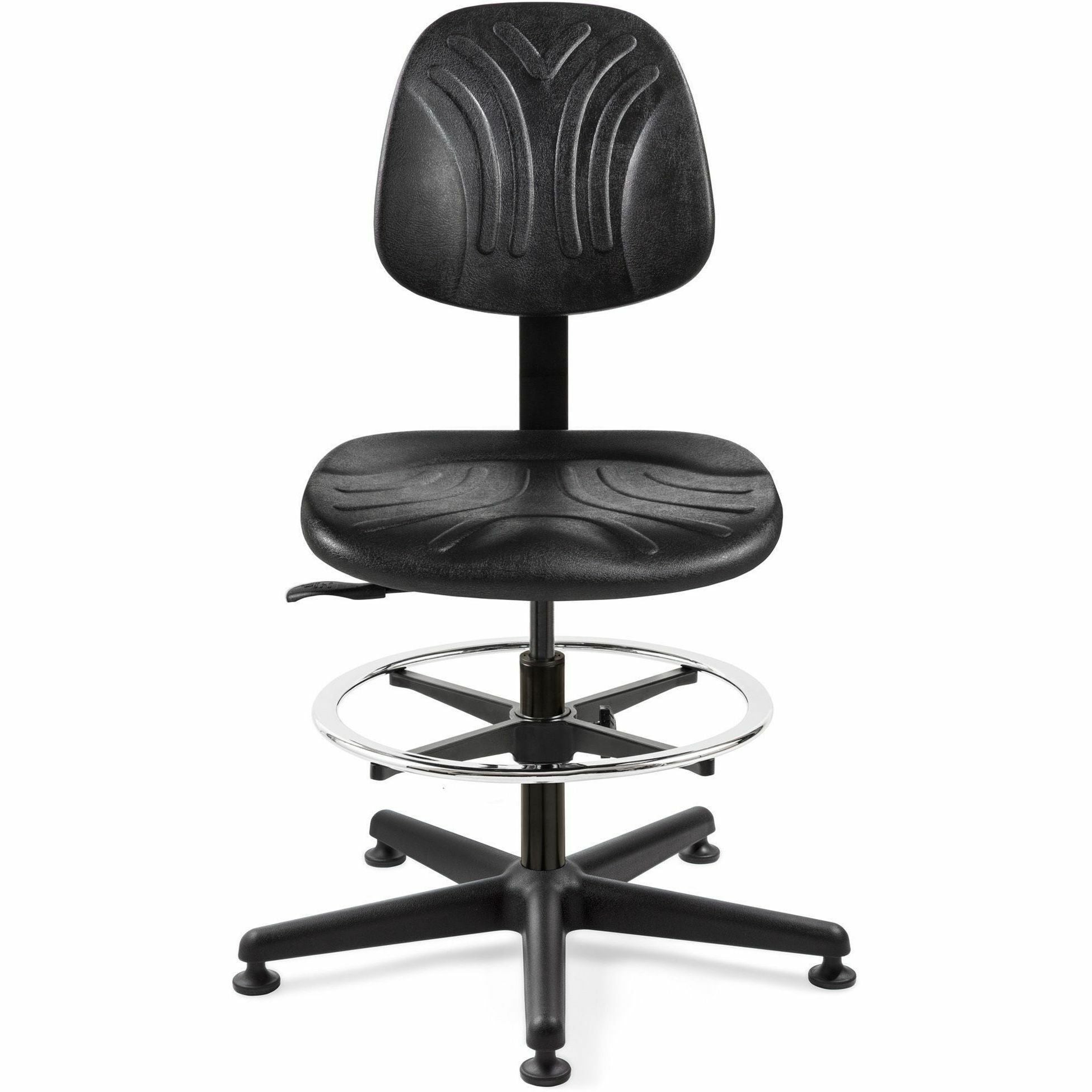 BEVCO Dura Series Heavy-Duty Chair - Polyurethane Seat Material - Black Back Color - High Back - 5-star Base - Black - 1 Each
