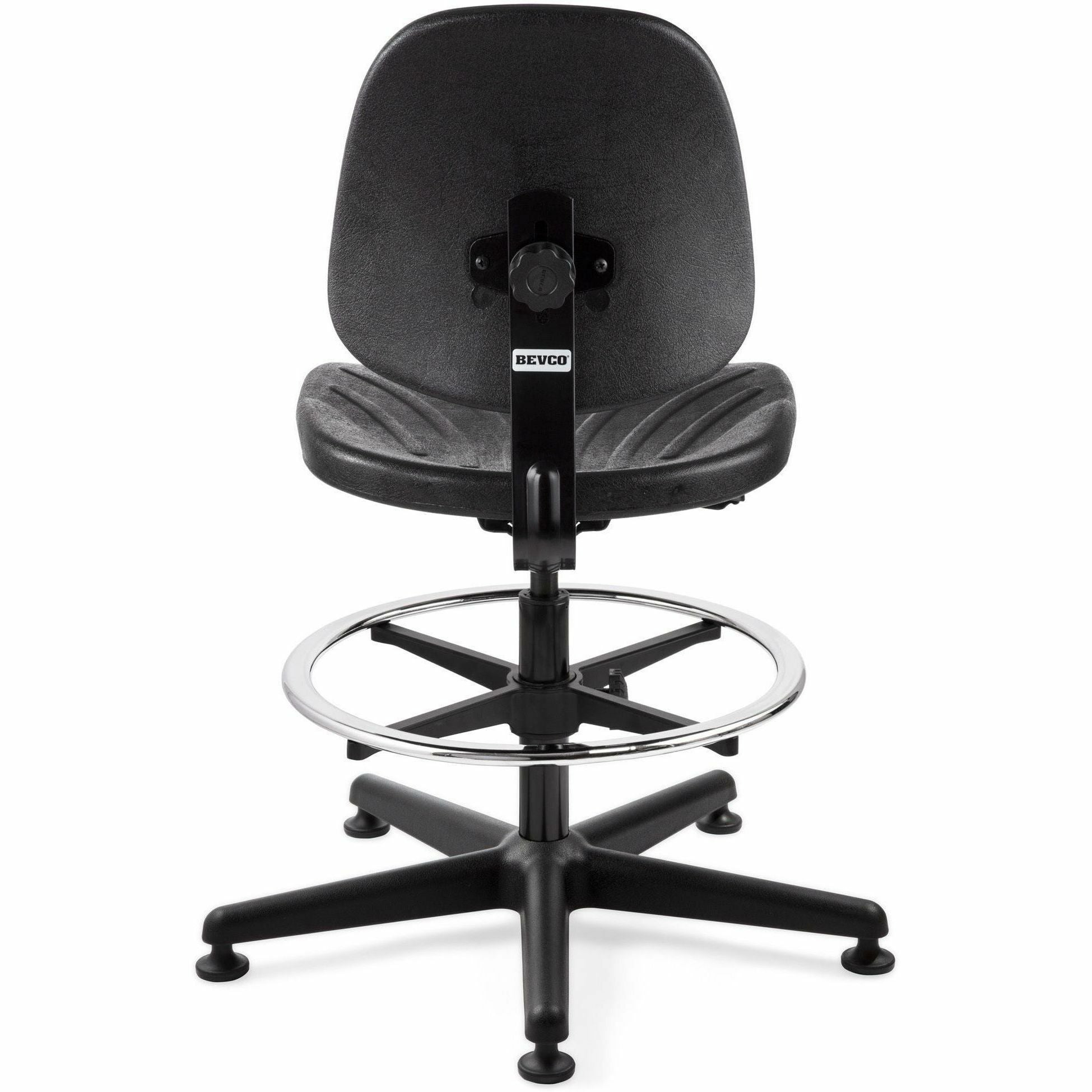 BEVCO Dura Series Heavy-Duty Chair - Polyurethane Seat Material - High Back - 5-star Base - Black - 1 Each