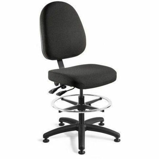 BEVCO Integra Series Chair, High Back, Black Fabric Seat, Polypropylene Back, 5-Star Nylon Base, Adjustable Height, Swivel, Lumbar Support, Foot Ring, 1 Each