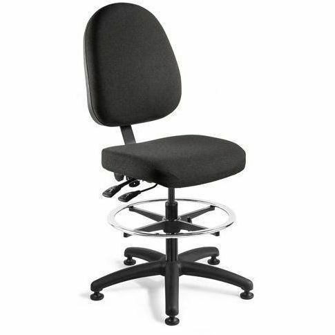 BEVCO Integra Series Chair, High Back, Black Fabric Seat, Polypropylene Back, 5-Star Nylon Base, Adjustable Height, Swivel, Lumbar Support, Foot Ring, 1 Each