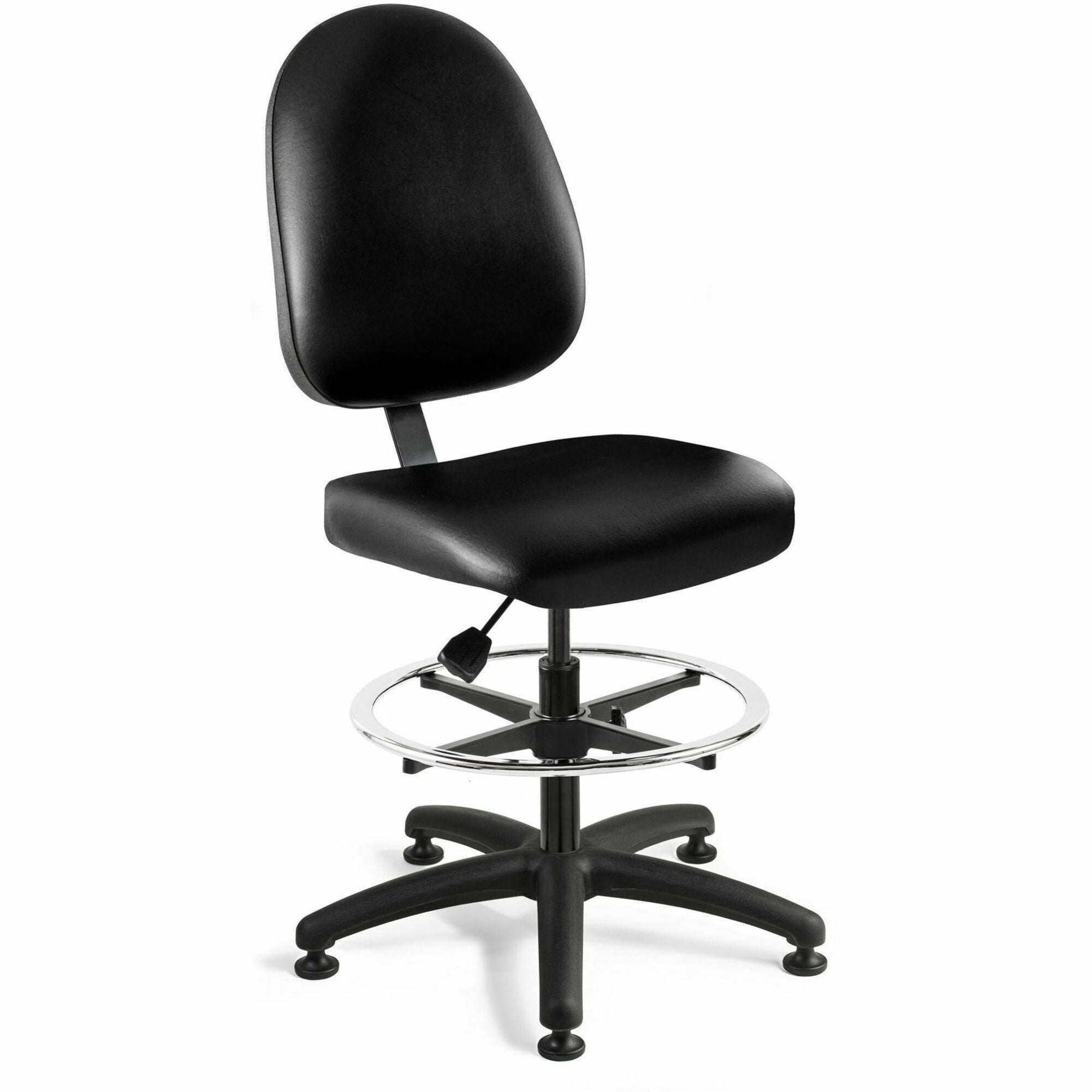 BEVCO Integra Series High Back Chair, Black Vinyl Seat, Polypropylene Back, 5-Star Nylon Base, Adjustable Height, Ergonomic, 1 Each
