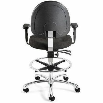 BEVCO Integra Series High Back Chair, Black Vinyl Seat, Polypropylene Back, 5-Star Nylon Base, Adjustable Height, Ergonomic, 1 Each