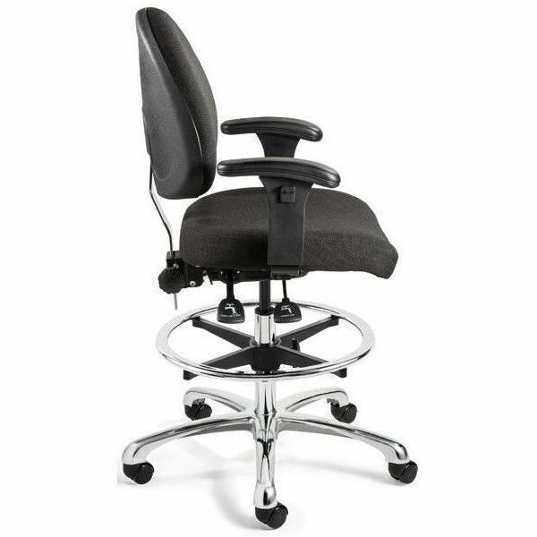 BEVCO Integra Series Chair, High Back, Black Fabric Seat, Polypropylene Back, 5-Star Black Nylon Base, Adjustable Height 24"-34", Footring, 1 Each