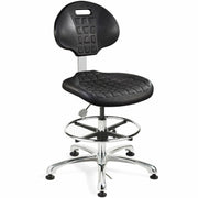 BEVCO Everlast Series Chair, Black Polyurethane Seat, High Back, 5-Star Polished Aluminum Base, Adjustable Height, 1 Each