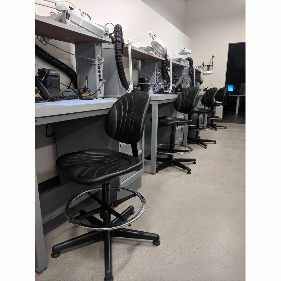 BEVCO Everlast Series Chair, Black Polyurethane Seat, High Back, 5-Star Polished Aluminum Base, Adjustable Height, 1 Each