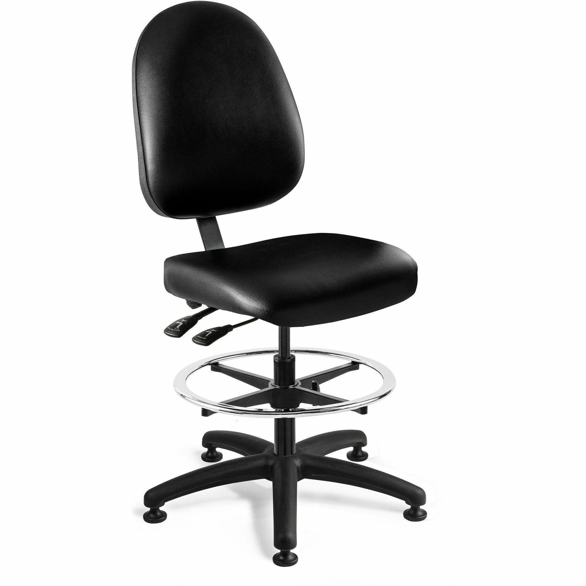 BEVCO Integra Series Chair, Black Vinyl Seat, Polypropylene High Back, 5-Star Nylon Base, Adjustable Height 24"-34", Ergonomic, Lumbar Support, Foot Ring, 1 Each