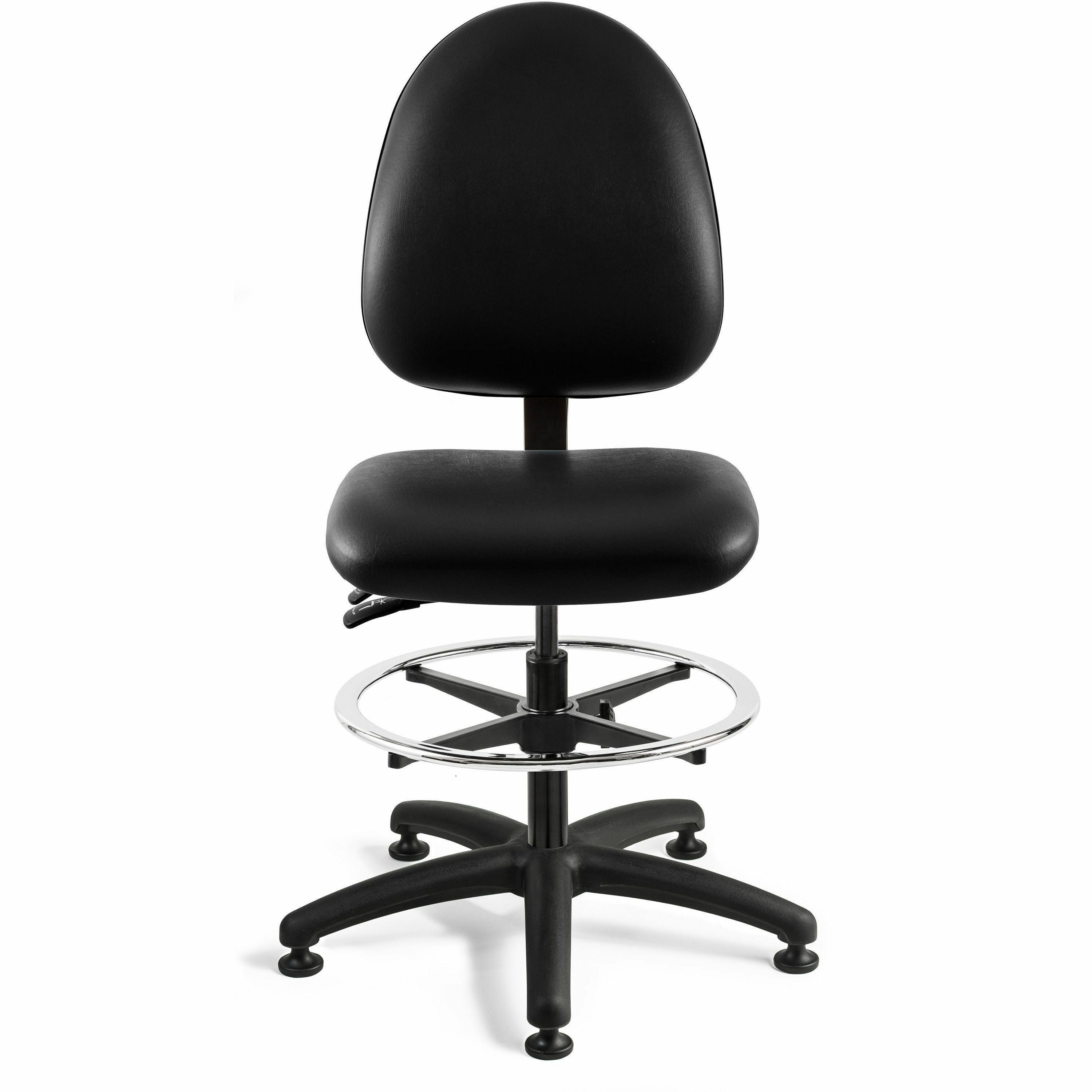 BEVCO Integra Series Chair, Black Vinyl Seat, Polypropylene High Back, 5-Star Nylon Base, Adjustable Height 24"-34", Ergonomic, Lumbar Support, Foot Ring, 1 Each