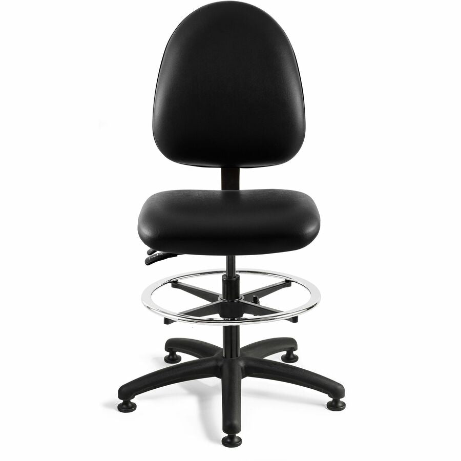 BEVCO Integra Series Chair, Black Vinyl Seat, Polypropylene High Back, 5-Star Nylon Base, Adjustable Height 24"-34", Ergonomic, Lumbar Support, Foot Ring, 1 Each
