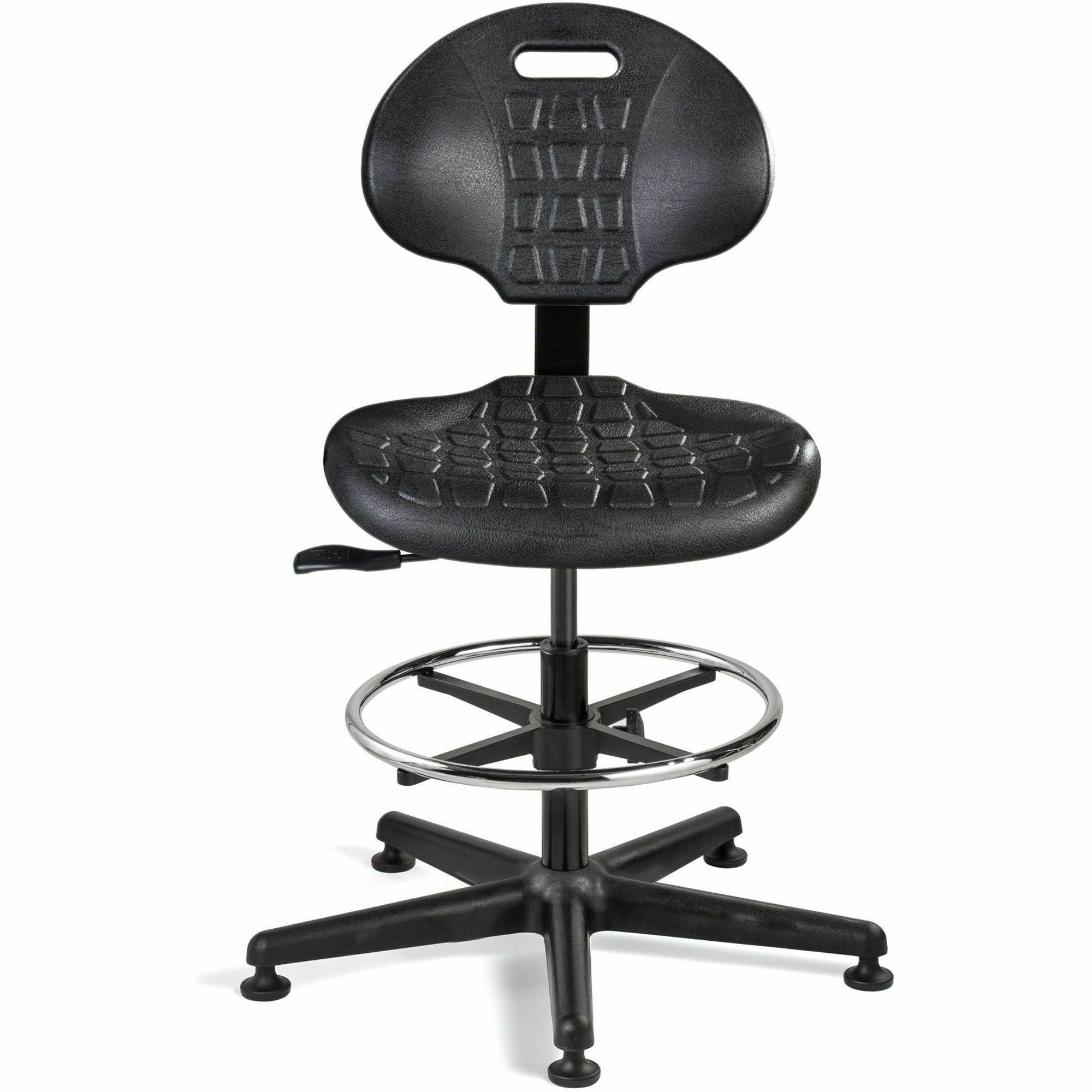 BEVCO Everlast Series Chair, Polyurethane Seat, High Back, 5-Star Nylon Base, Black, 1 Each