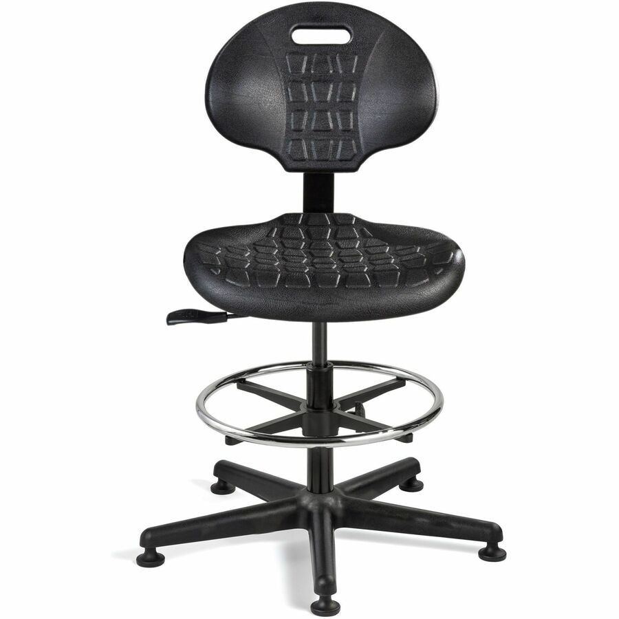 BEVCO Everlast Series Chair, Polyurethane Seat, High Back, 5-Star Nylon Base, Black, 1 Each