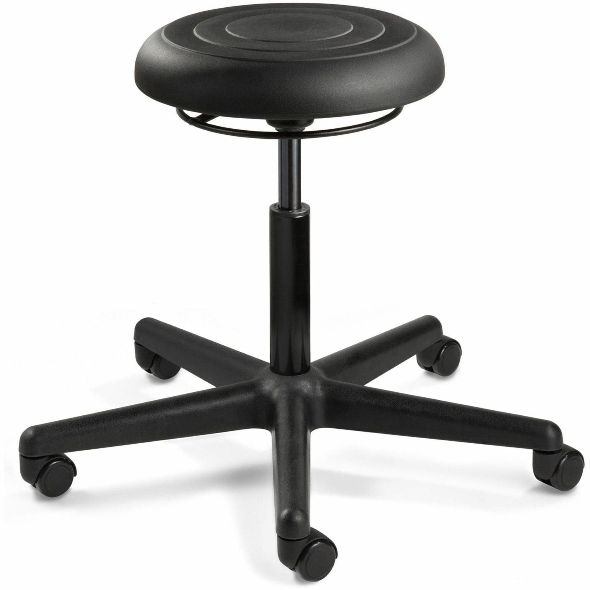 BEVCO Ergolux Stool - Black Seat Color - Memory Foam, Polyurethane Seat Material - 5-star Base - 1 Each