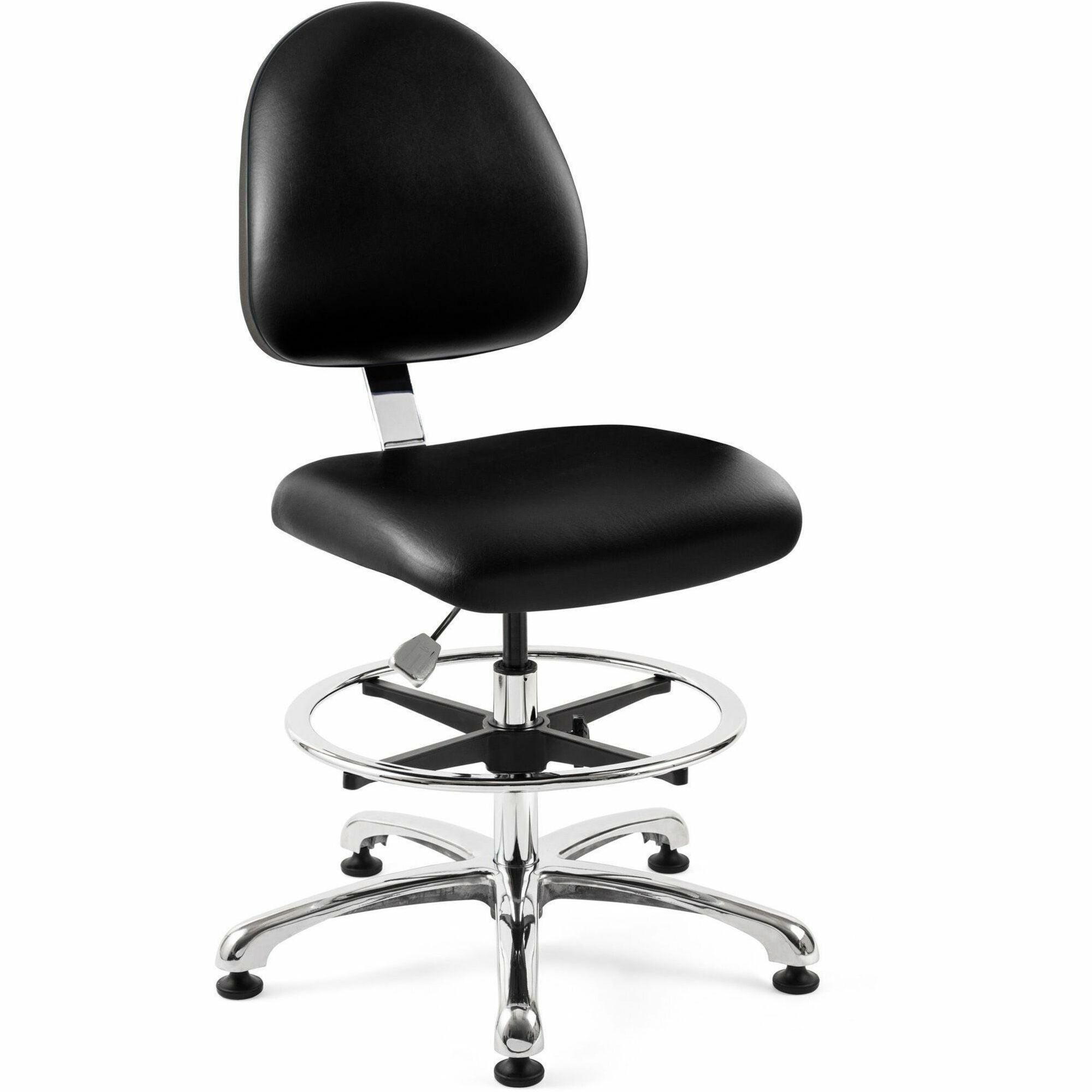 BEVCO Integra Series Chair, Black Vinyl Seat and Back, Medium Back, 5-Star Base, Adjustable Height, 1 Each