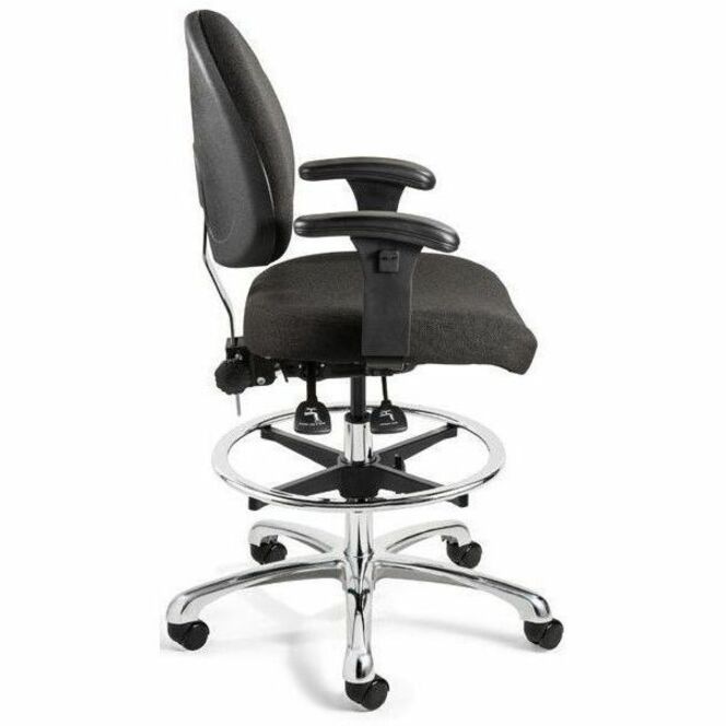 BEVCO Integra Series Chair, Black Vinyl Seat and Back, Medium Back, 5-Star Base, Adjustable Height, 1 Each