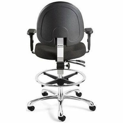 BEVCO Integra Series Chair, Black Vinyl Seat and Back, Medium Back, 5-Star Base, Adjustable Height, 1 Each