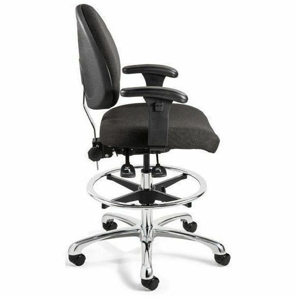 BEVCO Integra Series Chair, Black Vinyl Seat and Back, Medium Back, 5-Star Base, Adjustable Height, 1 Each