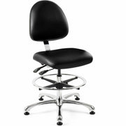 BEVCO Integra Series Chair, Black Vinyl Seat and Back, Medium Back, 5-Star Polished Aluminum Base, Adjustable Height, Swivel, Lumbar Support, 1 Each