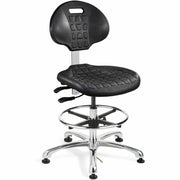 BEVCO Everlast Series Chair, Black Polyurethane Seat, High Back, 5-Star Polished Aluminum Base, Adjustable Height, Swivel, 1 Each
