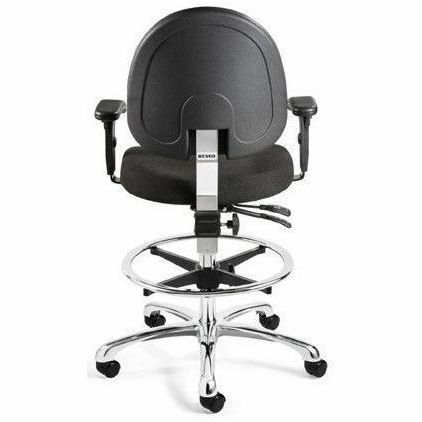 BEVCO Integra Series Chair, Medium Back, 5-Star Base, Navy/Chrome, Fabric, 1 Each