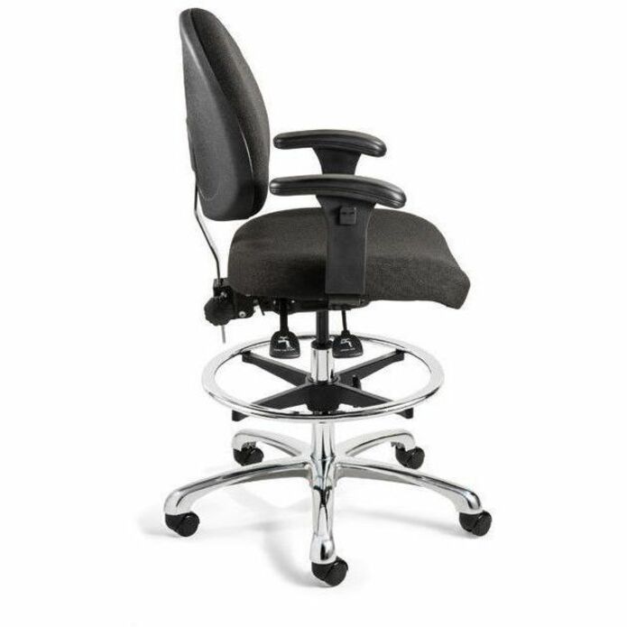 BEVCO Integra Series Chair, Medium Back, 5-Star Base, Navy/Chrome, Fabric, 1 Each